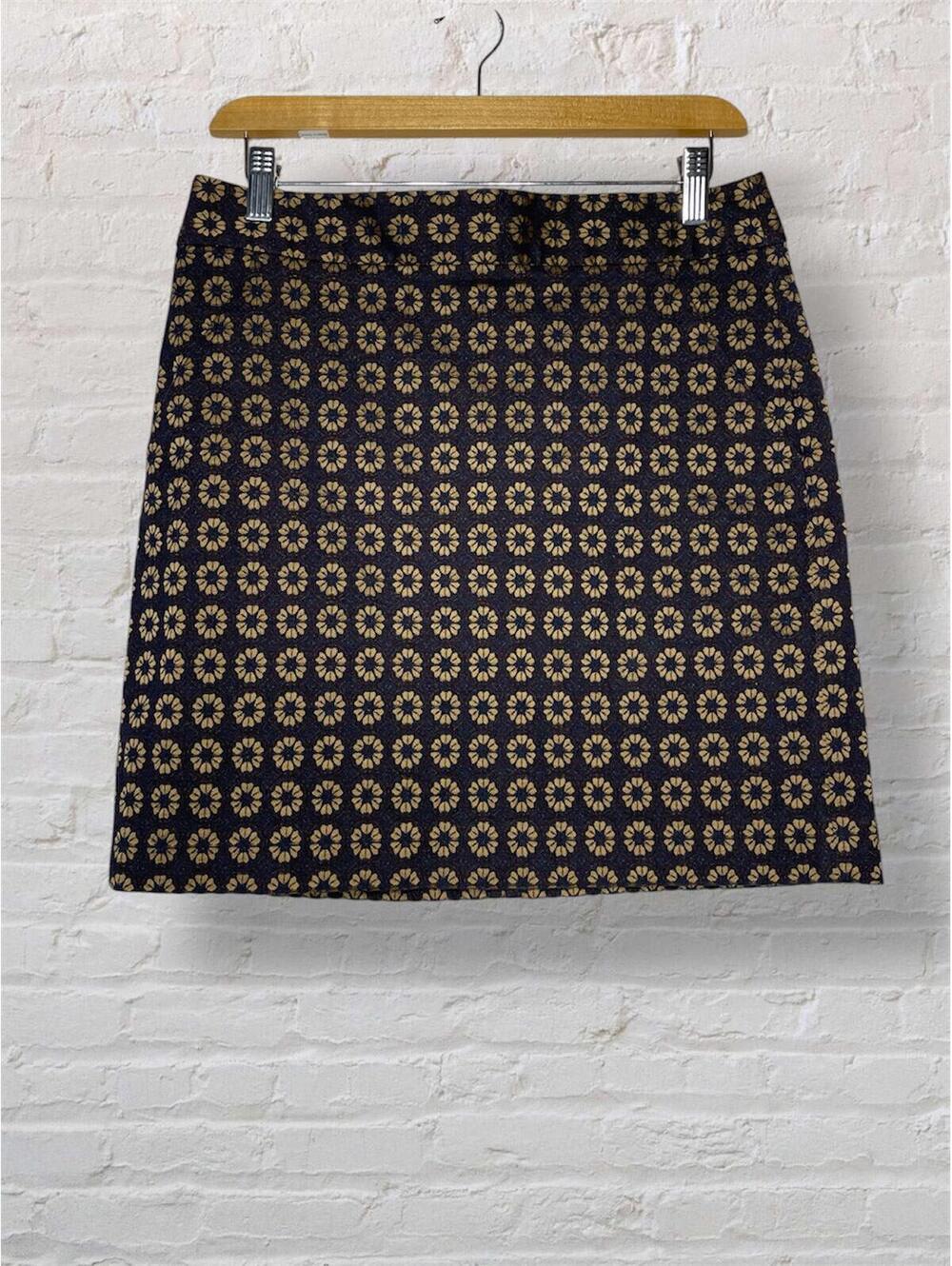 LOFT Retro Floral Mini Skirt Navy & Gold Dark Academia 8P
